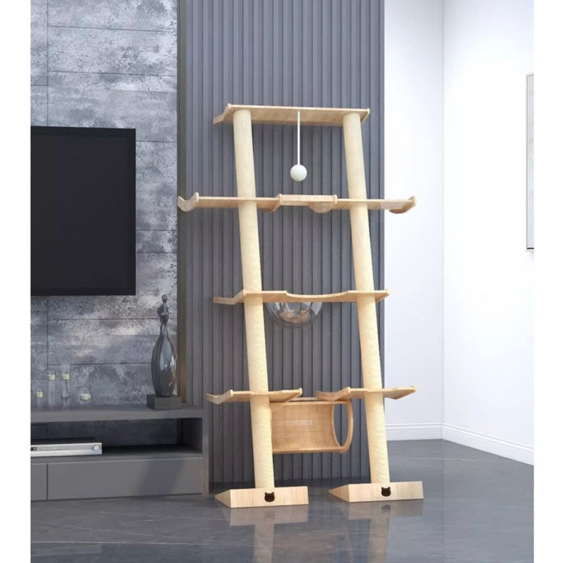 Twin Tower Premium Wooden Cat Tower Cat Tree Cat Scratcher