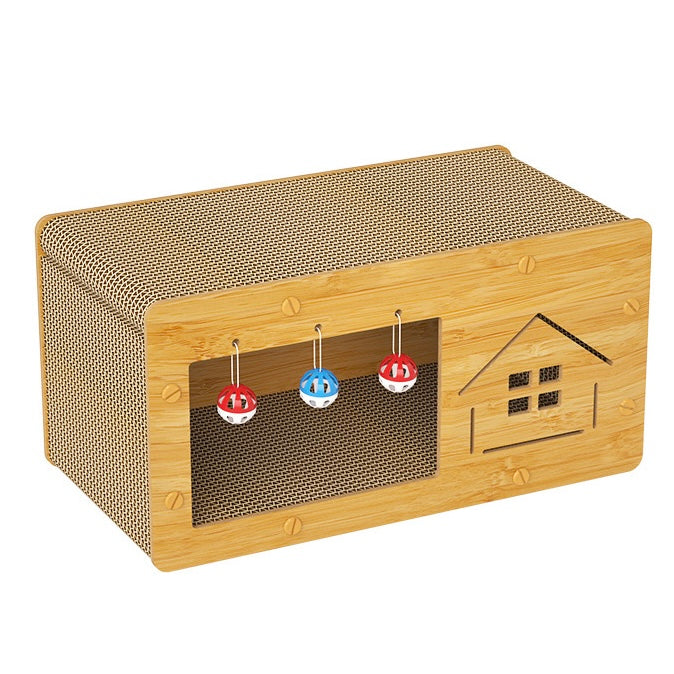 Cat Scratcher house with bells (3 styles)