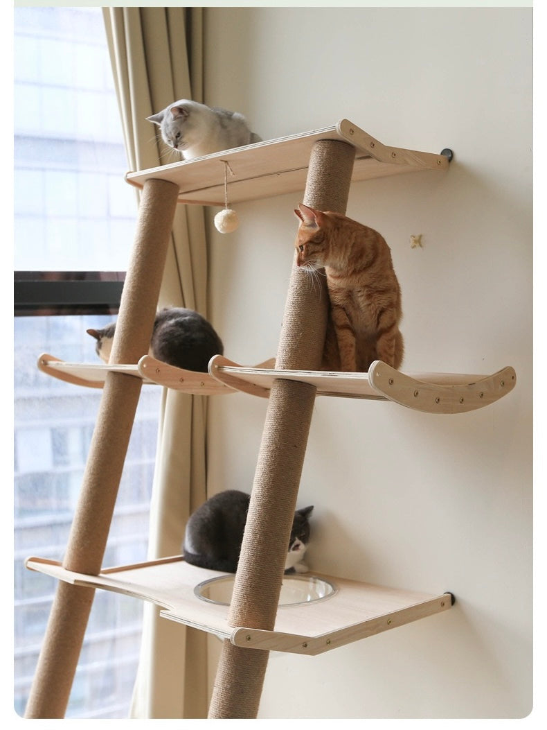 Twin Tower Premium Wooden Cat Tower Cat Tree Cat Scratcher