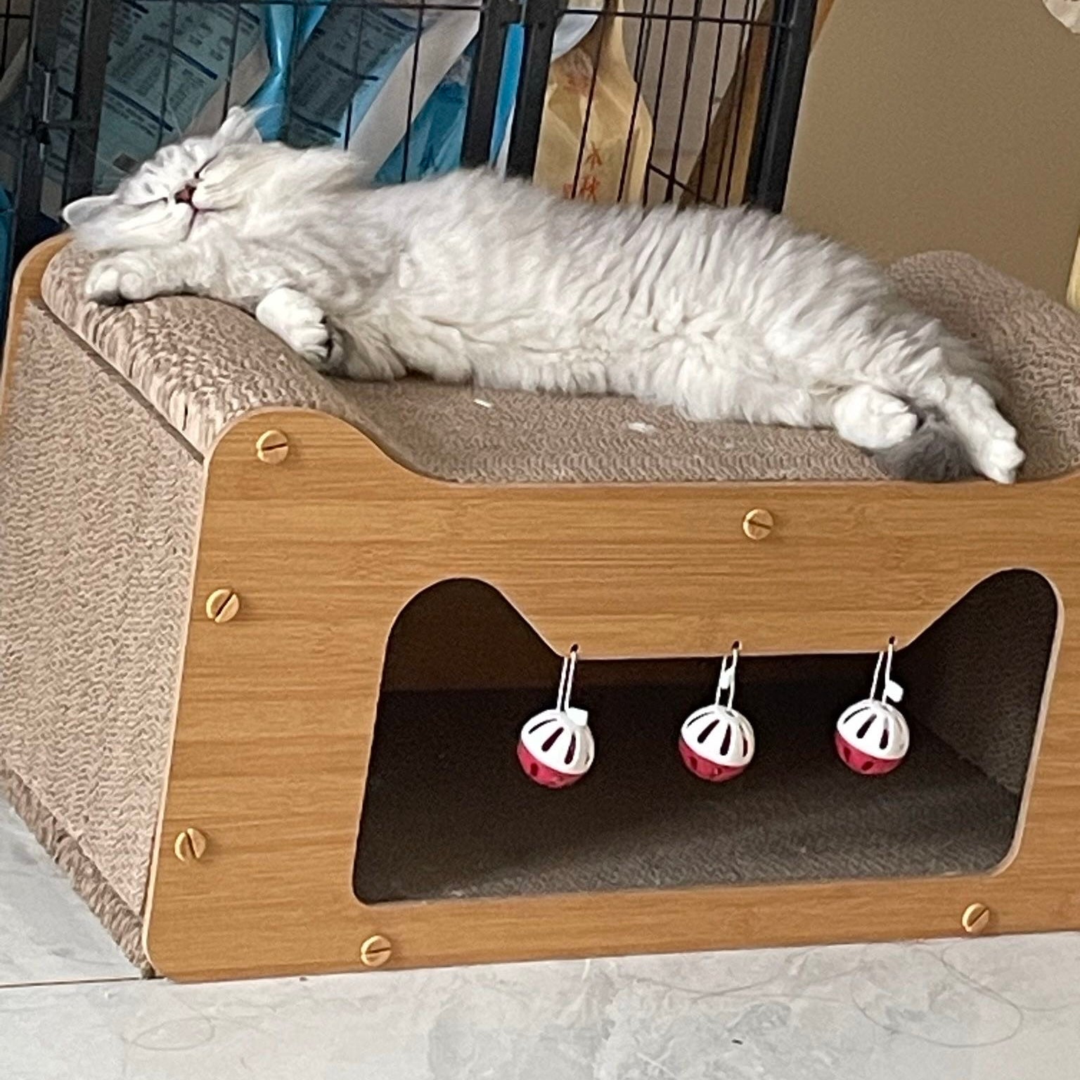 Cat Scratcher house with bells (3 styles)