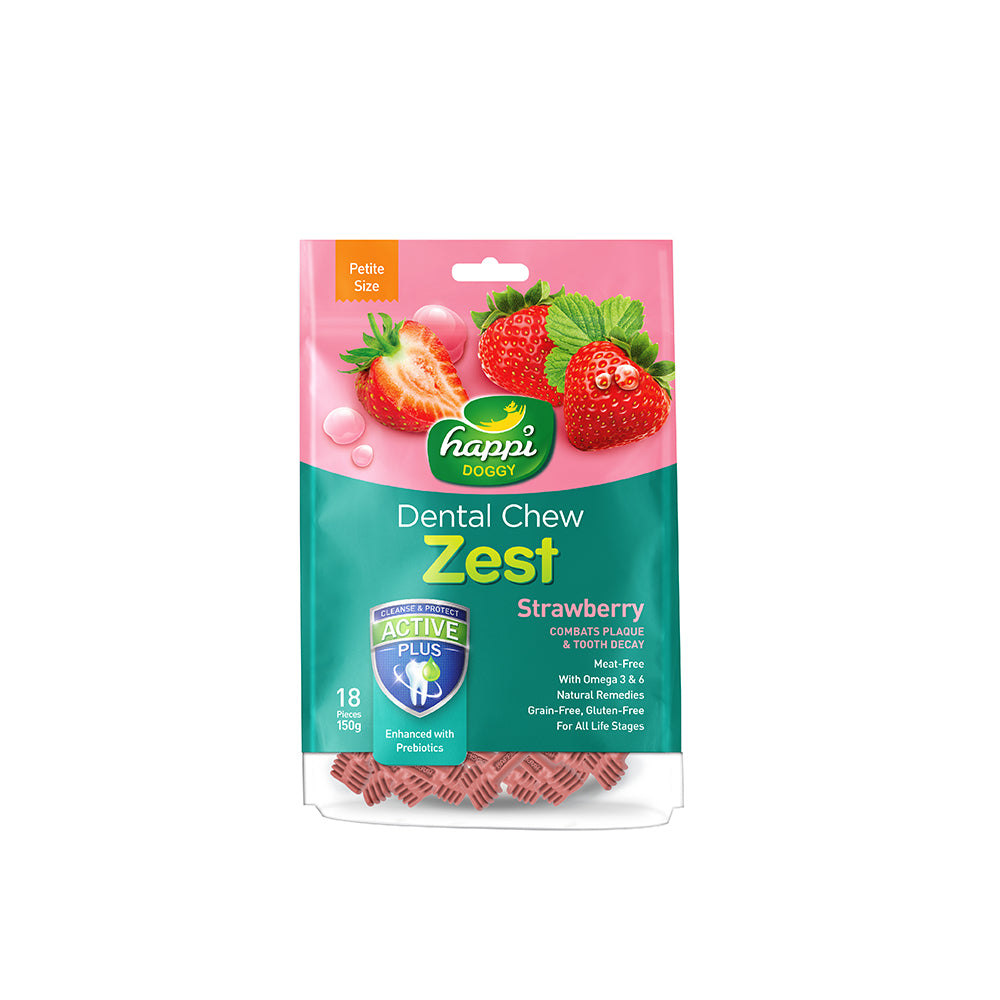 Happi Doggy Strawberry Dental Chew Zest Petite 150g