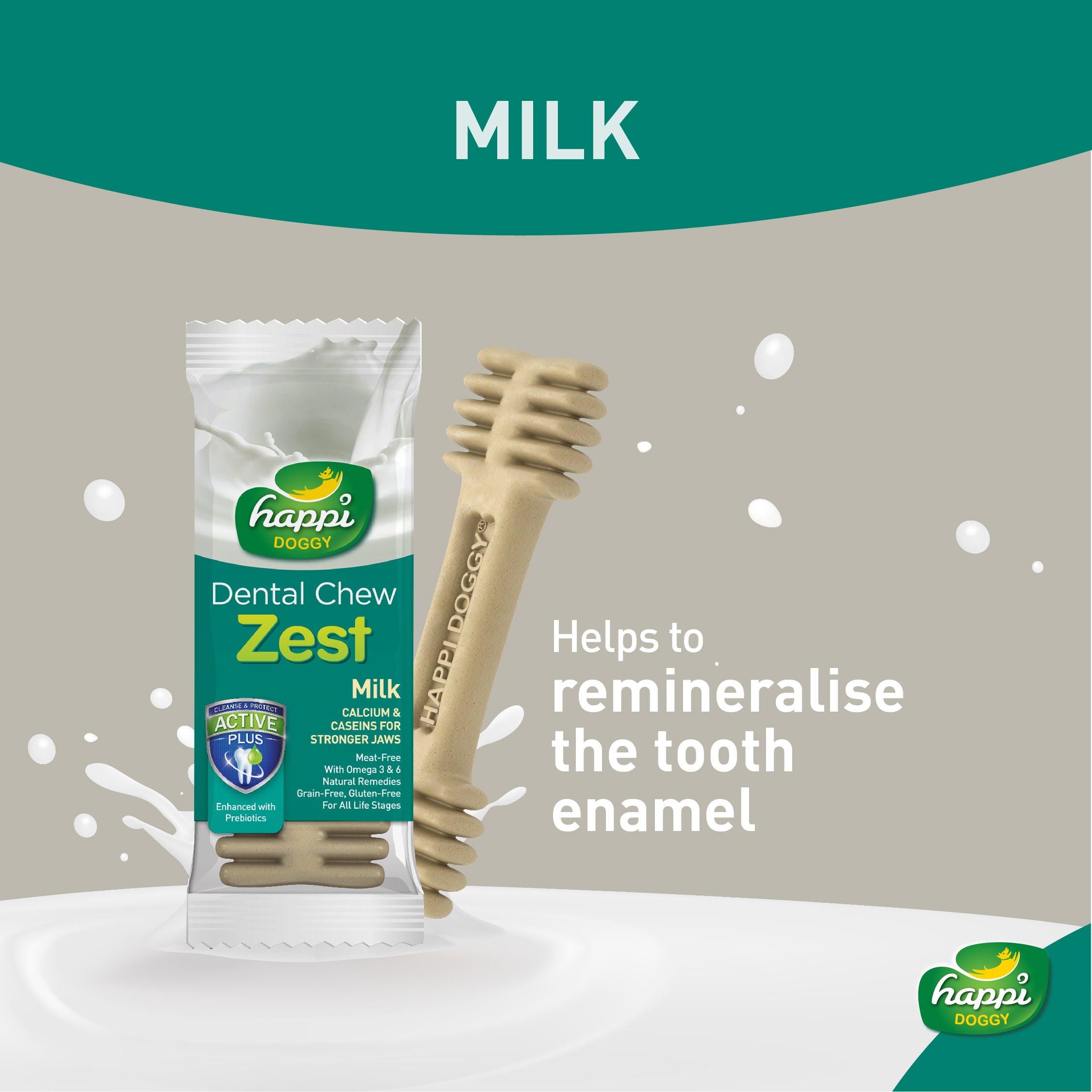 Happi Doggy Milk Dental Chew Zest  4''