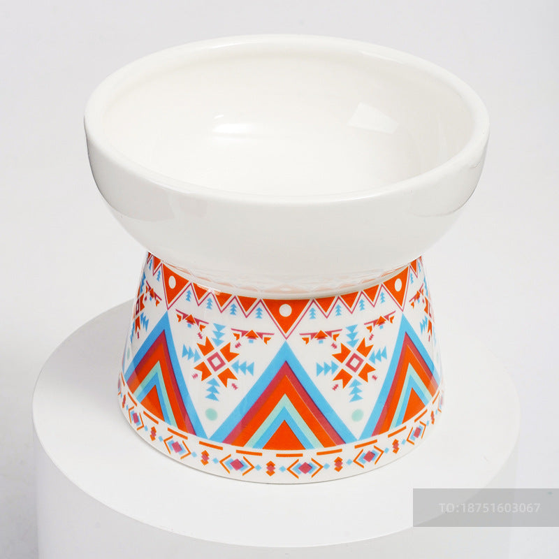 Colourful Pattern Ceramic Bowl For Cat & Dog