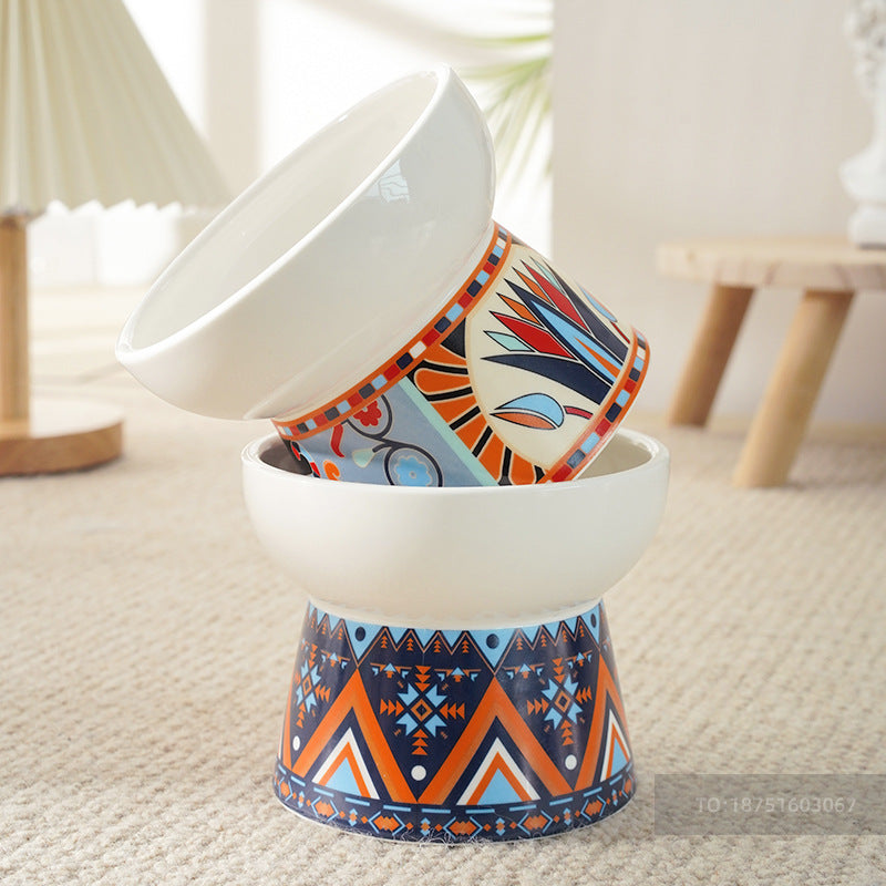 Colourful Pattern Ceramic Bowl For Cat & Dog