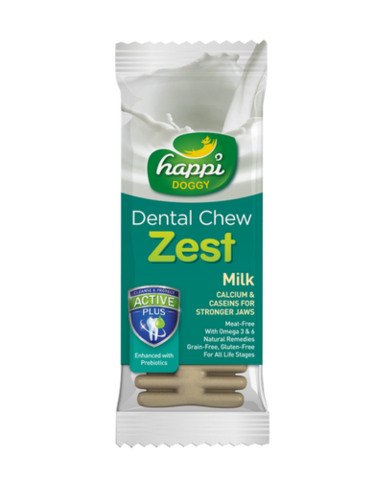 Happi Doggy Milk Dental Chew Zest  4''