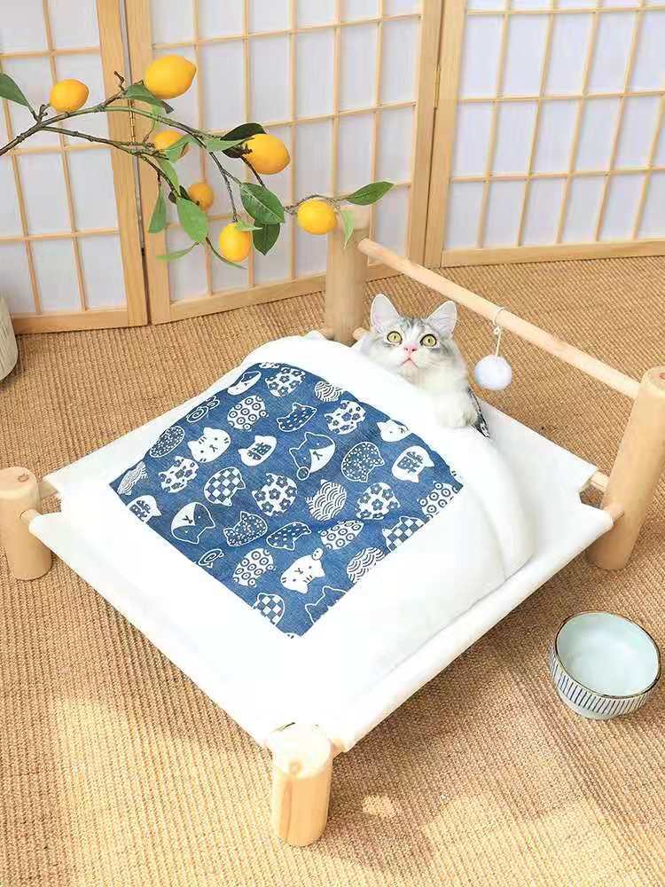 Sleeping Bag with Wooden Bed Frame for Cat & Dog