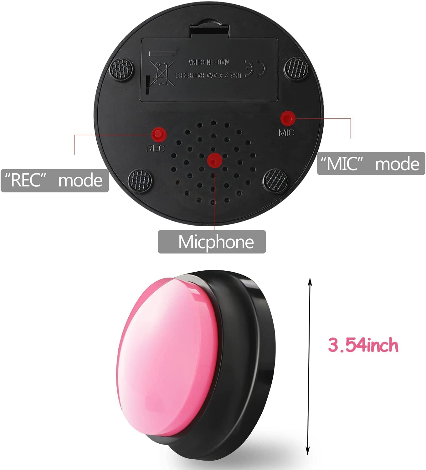 Voice Recording Button Set, 4 Dog Buttons for Communication Pet Training Buzzer