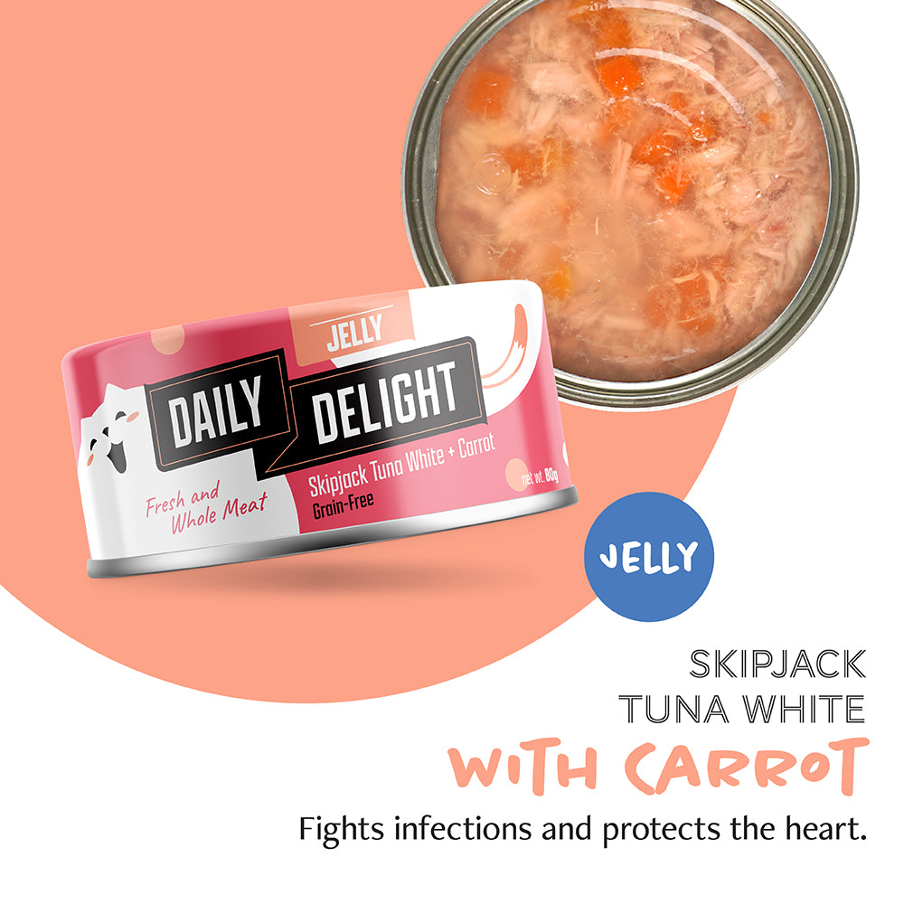 Daily Delight Jelly Skipjack Tuna White with Carrot Canned Cat Food 80g