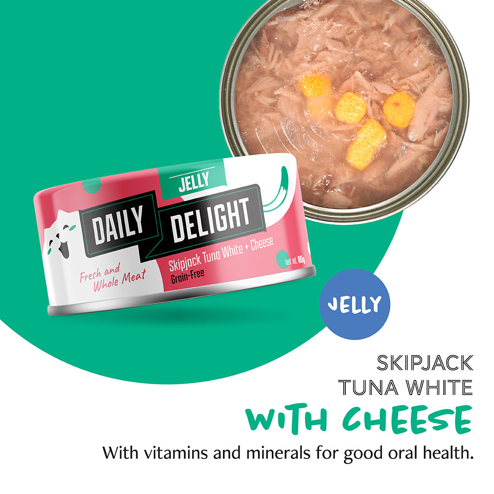 Daily Delight Jelly Skipjack Tuna White with Cheese Canned Cat Food 80g