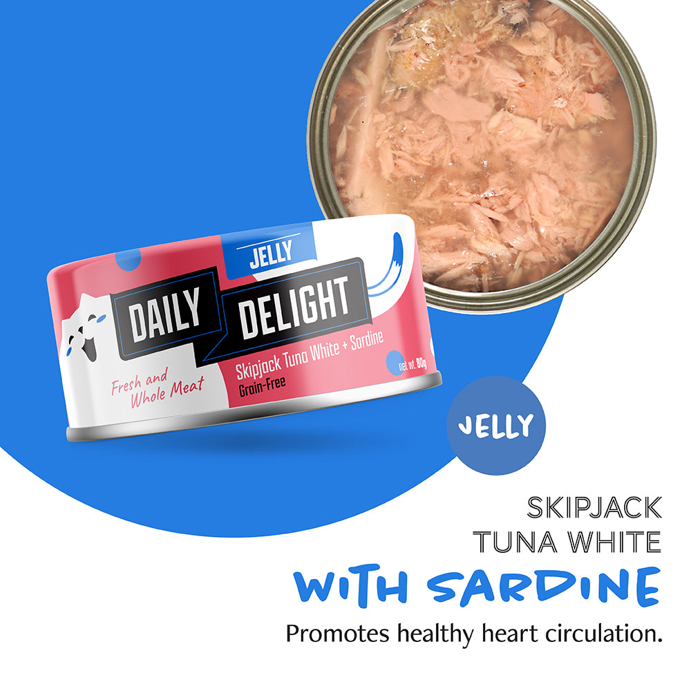 Daily Delight Jelly Skipjack Tuna White with Sardine Canned Cat Food 80g