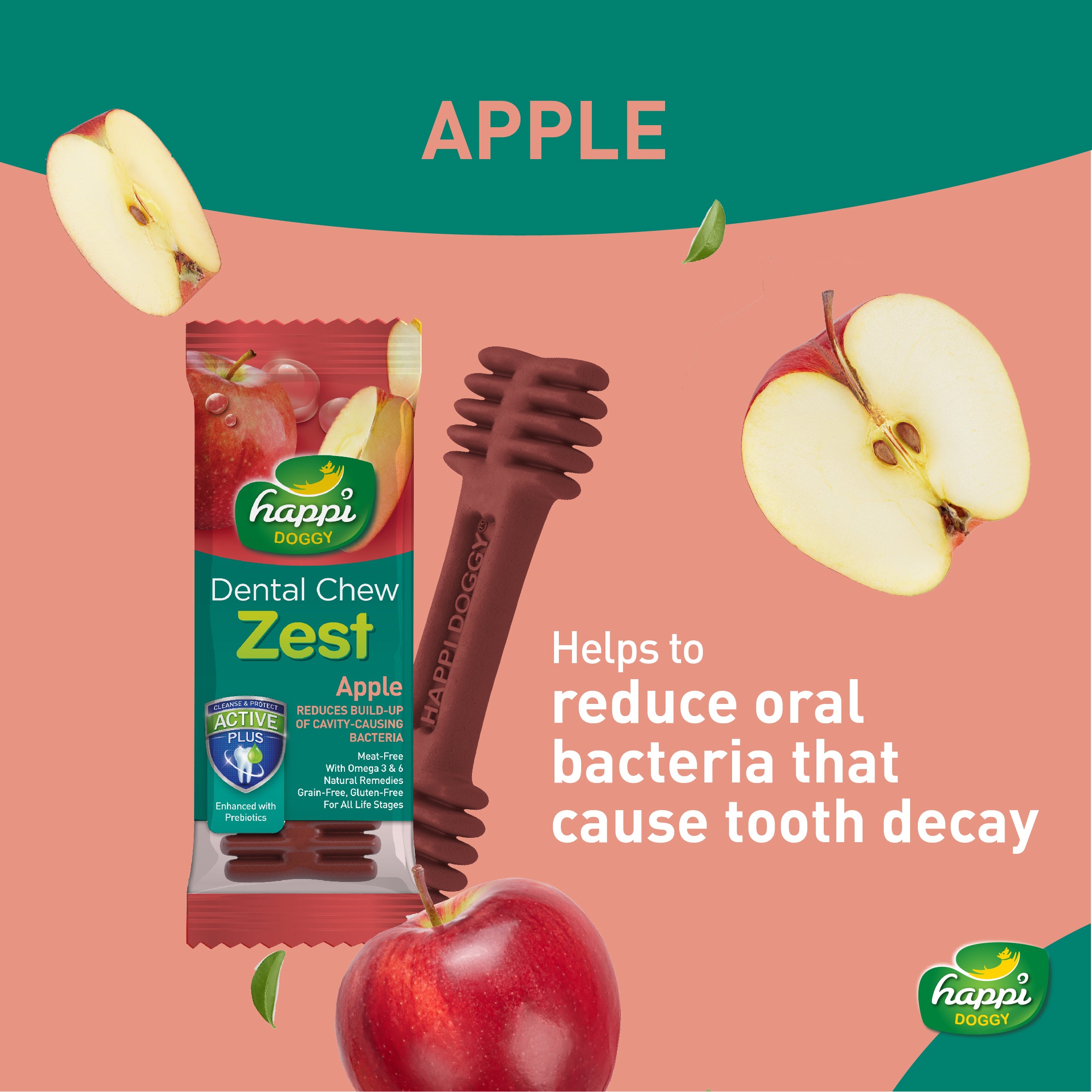 Happi Doggy Apple Dental Chew Zest 4" Box (50 pcs)