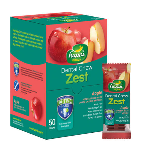Happi Doggy Apple Dental Chew Zest 4" Box (50 pcs)
