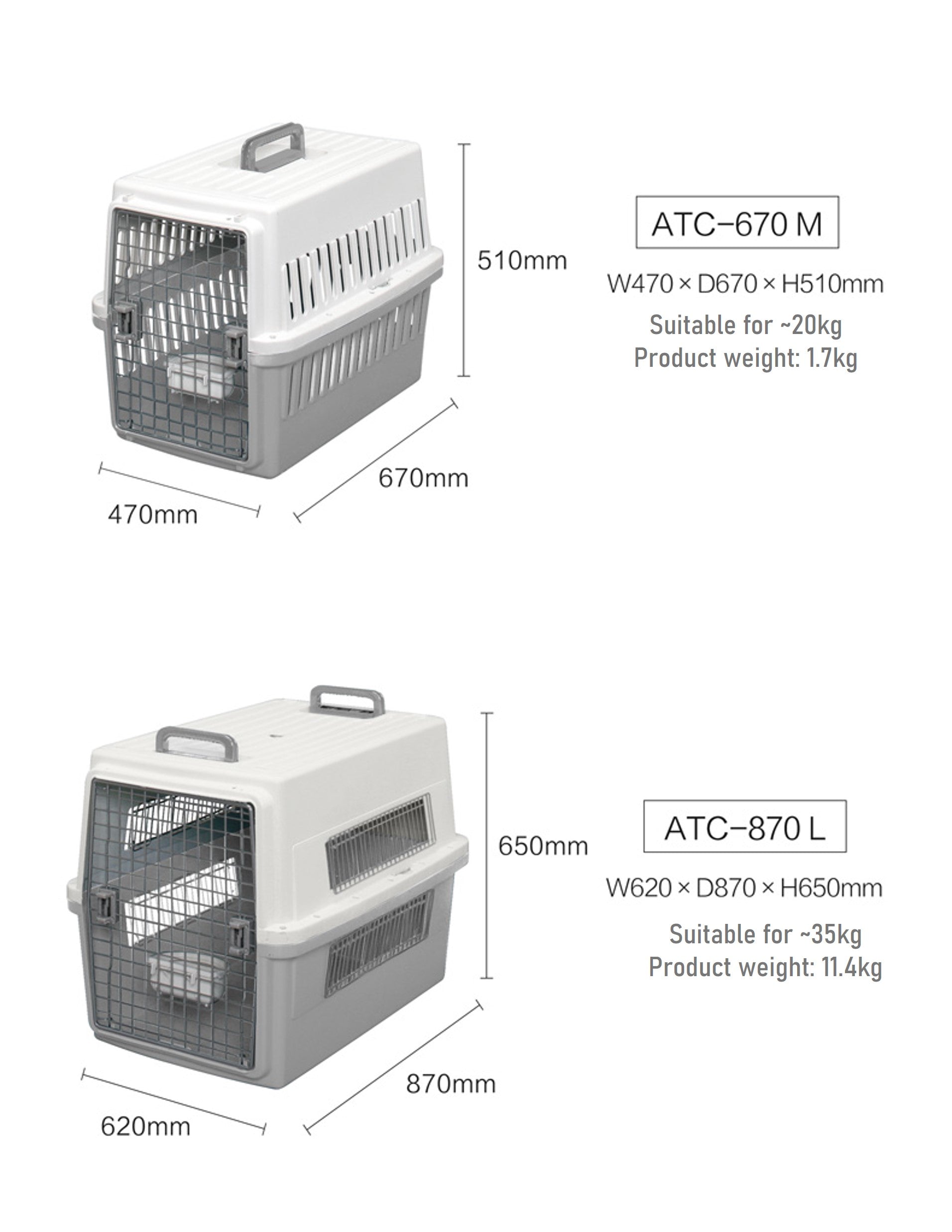 Iris Ohyama IATA Approved Air Travel Carrier for Cats & Dogs (3 sizes & 5 colours)