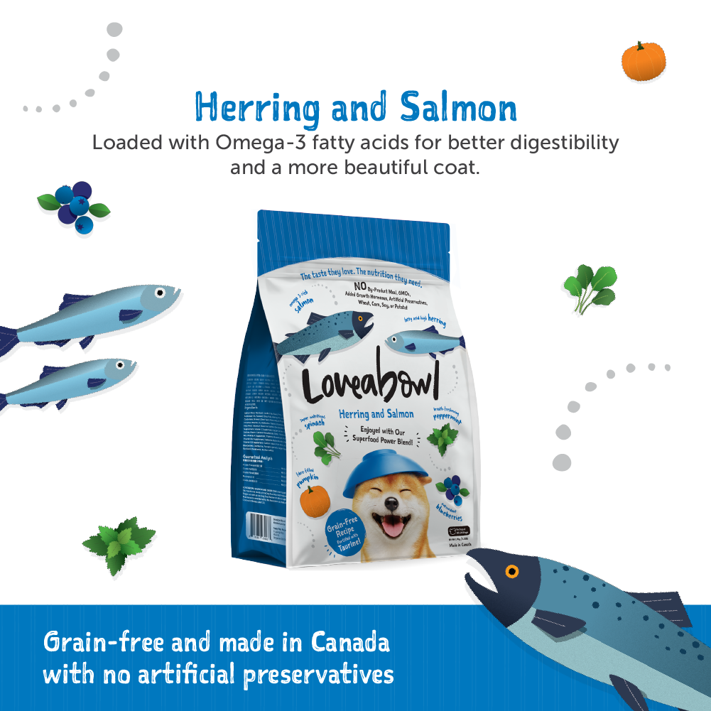 Loveabowl Herring and Salmon Dog Dry Food (2 sizes)