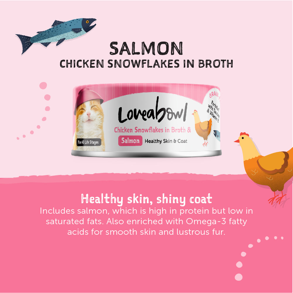 Loveabowl Chicken Snowflakes in Broth with Salmon Cat Wet Food 70g