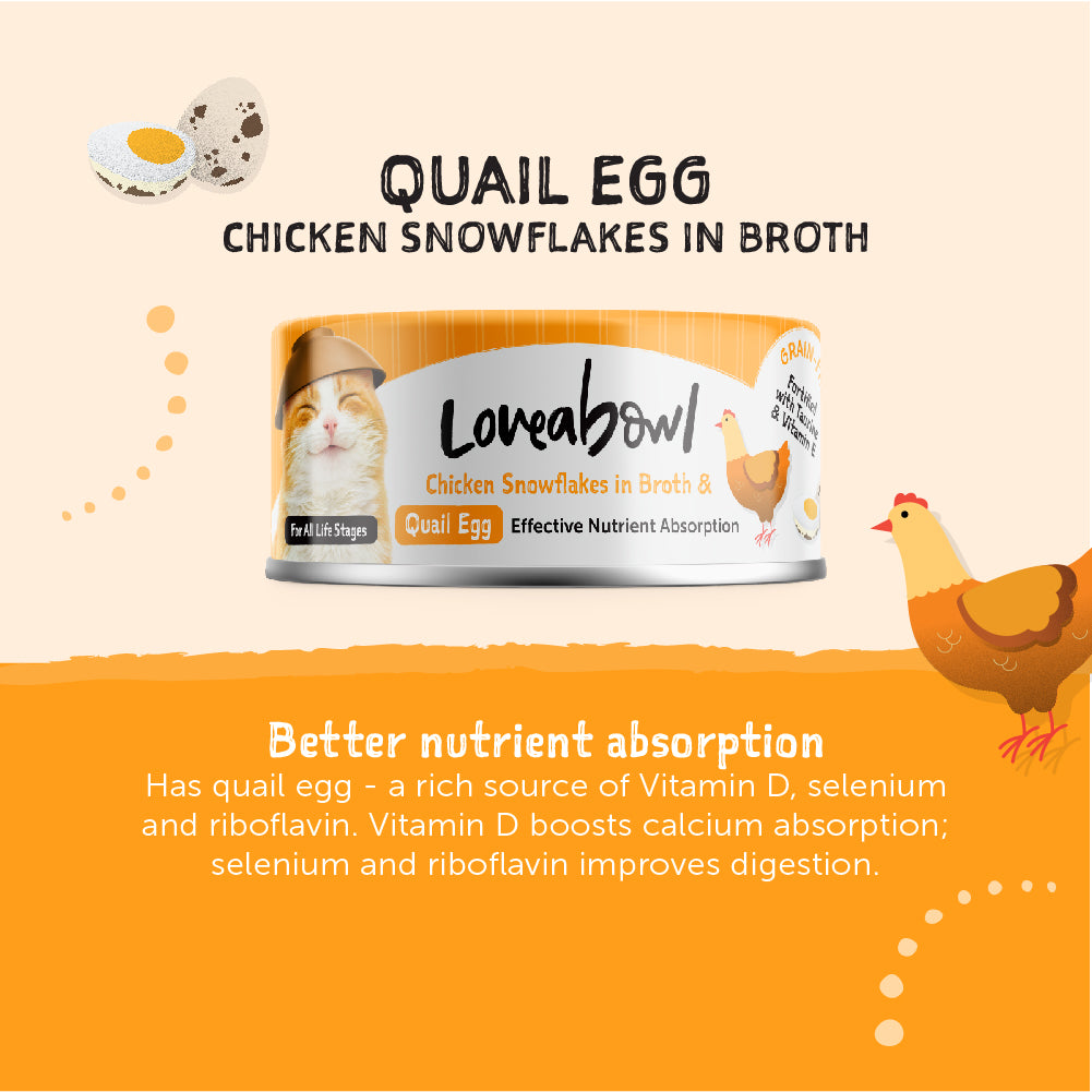 Loveabowl Chicken Snowflakes in Broth with Quail Egg Cat Wet Food 70g