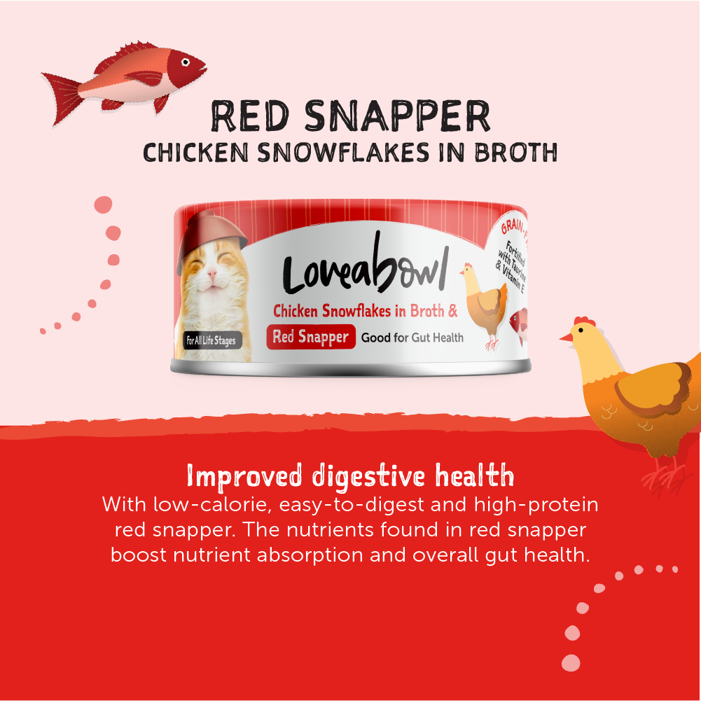 Loveabowl Chicken Snowflakes in Broth with Red Snapper Cat Wet Food 70g