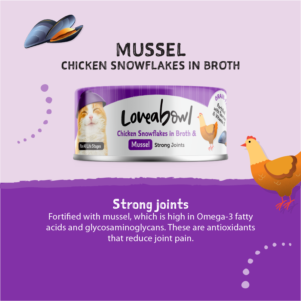 Loveabowl Chicken Snowflakes in Broth with Mussel Cat Wet Food 70g