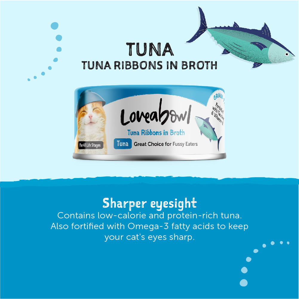 Loveabowl Tuna Ribbons in Broth Cat Wet Food 70g