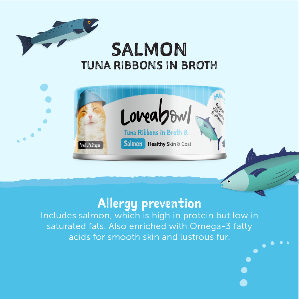 Loveabowl Tuna Ribbons in Broth with Salmon Cat Wet Food 70g
