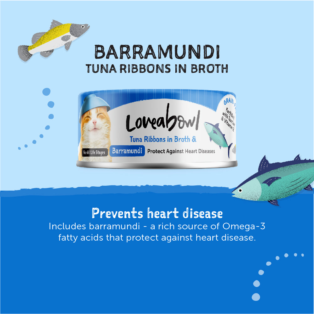 Loveabowl Tuna Ribbons in Broth with Barramundi Cat Wet Food 70g