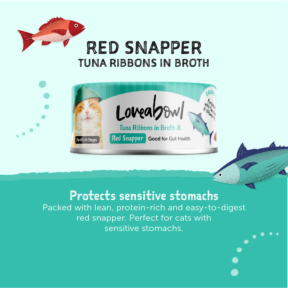 Loveabowl Tuna Ribbons in Broth with Red Snapper Cat Wet Food 70g