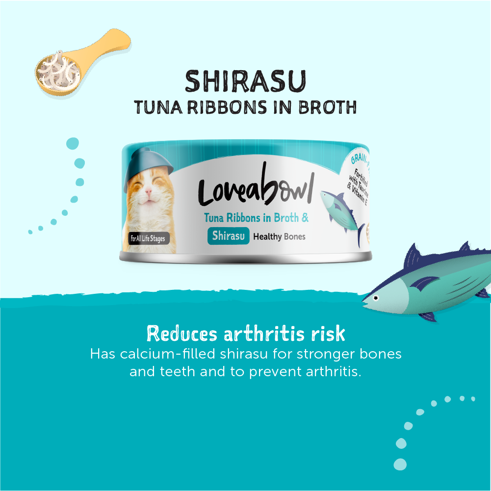 Loveabowl Tuna Ribbons in Broth with Shirasu Cat Wet Food 70g