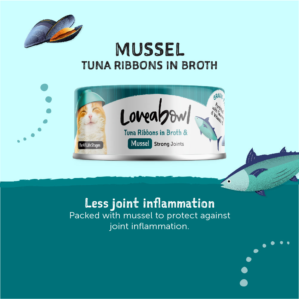 Loveabowl Tuna Ribbons in Broth with Mussel Cat Wet Food 70g