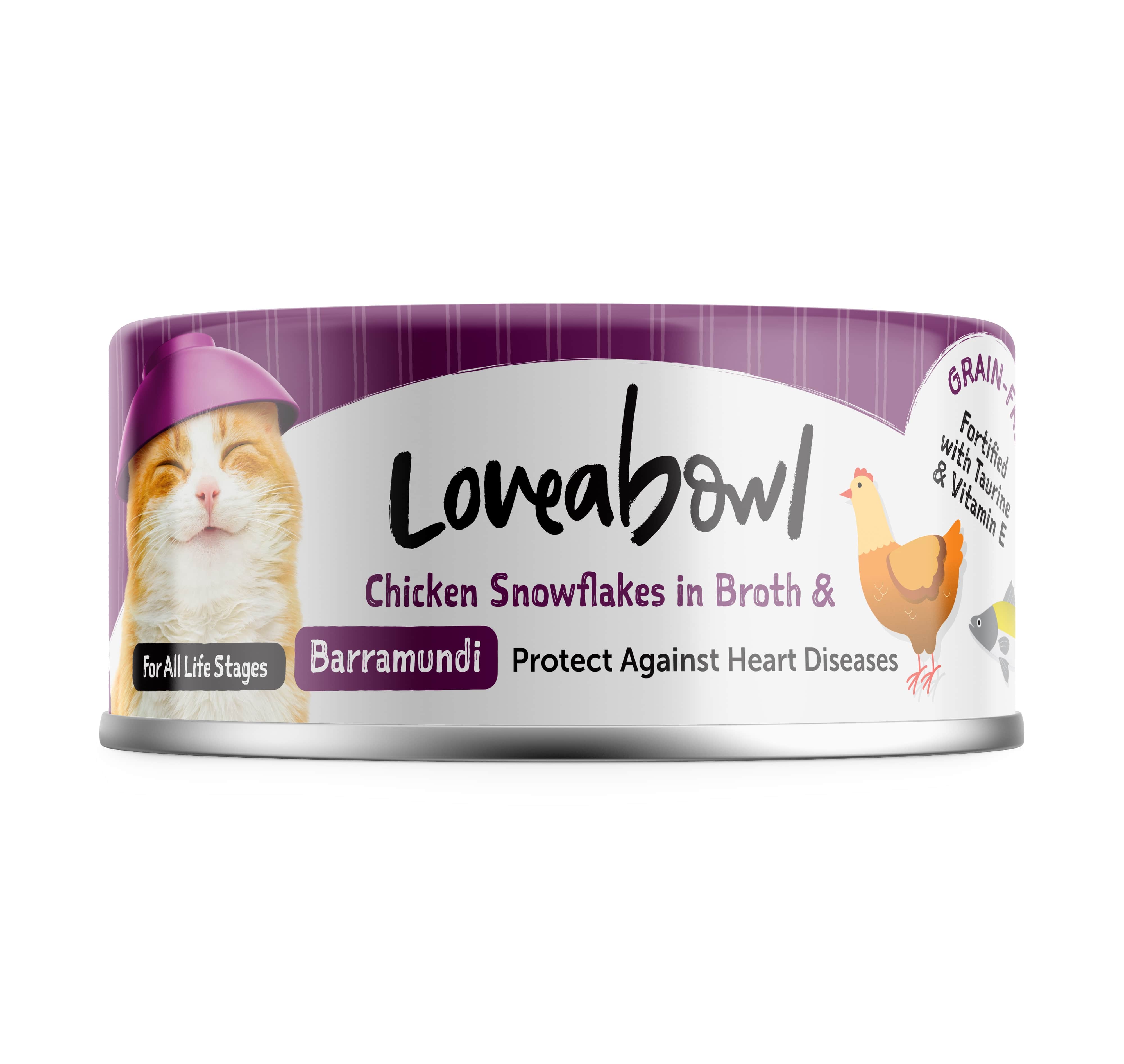 Loveabowl Chicken Snowflakes in Broth with Barramundi Cat Wet Food 70g