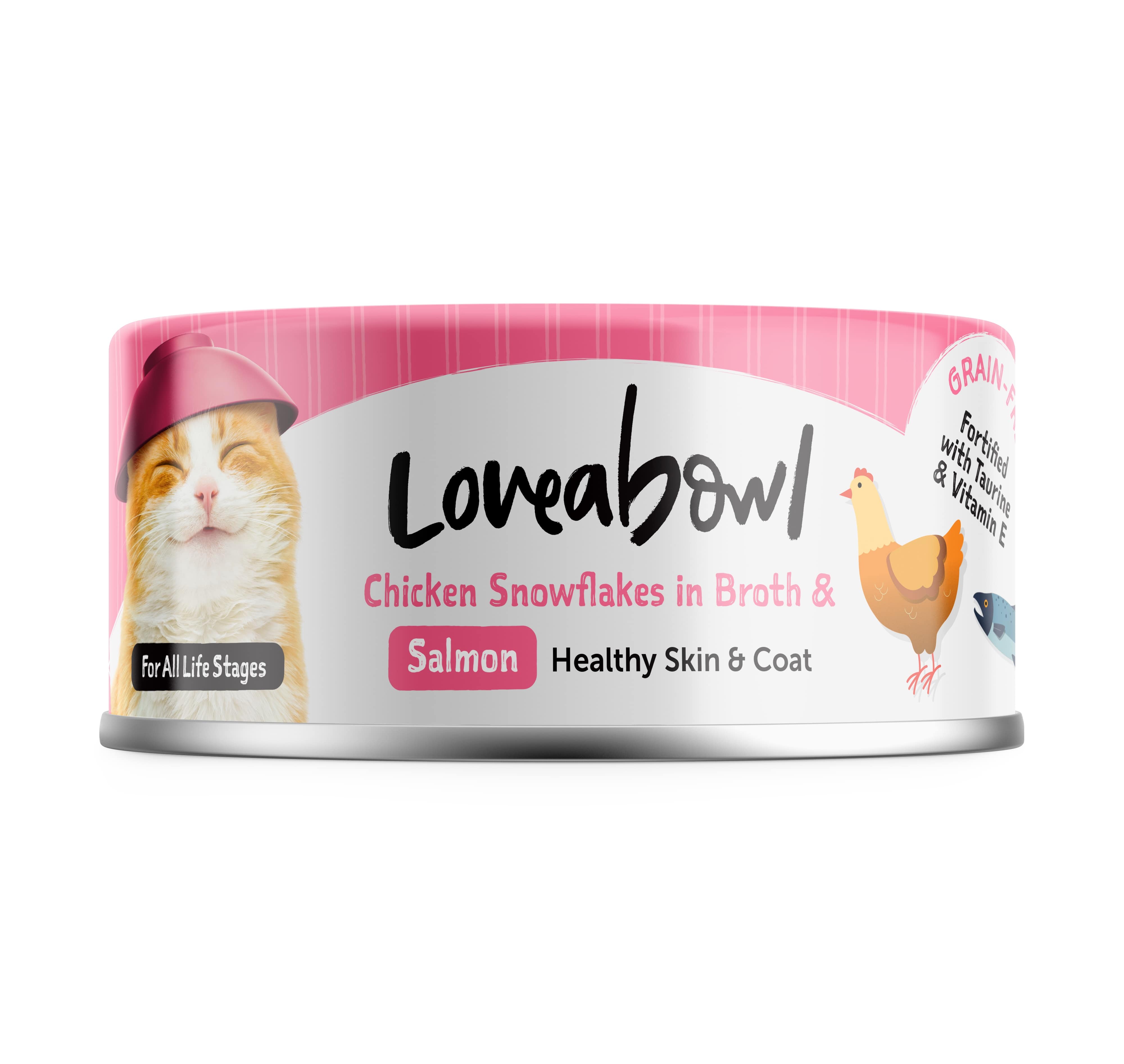 Loveabowl Chicken Snowflakes in Broth with Salmon Cat Wet Food 70g