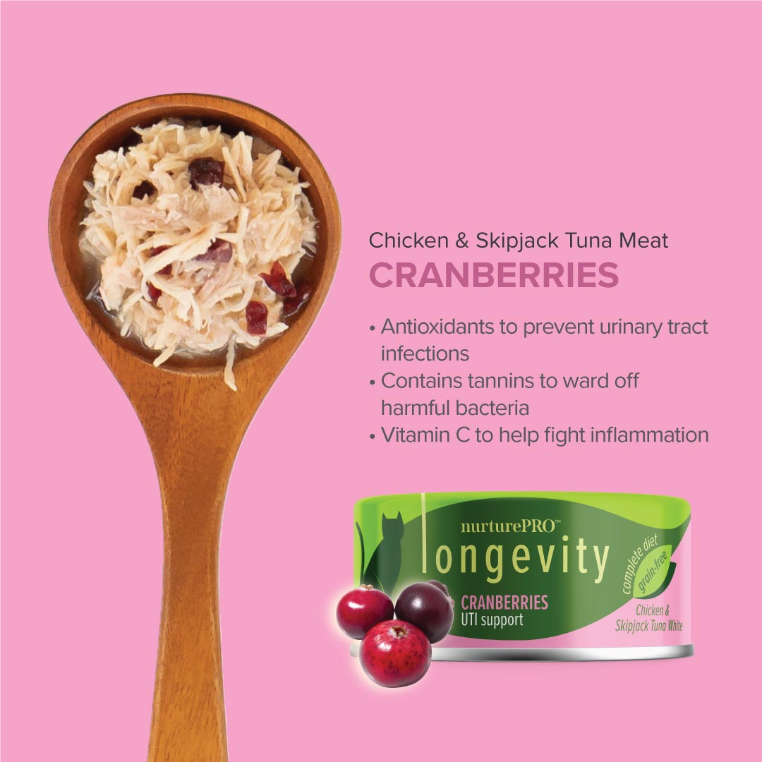 Nurture Pro Longevity Chicken & Skipjack Tuna White Meat with Cranberries Cat Canned Food 80g