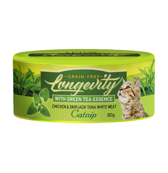 Nurture Pro Longevity Chicken & Skipjack Tuna White Meat with Catnip Canned Cat Food 80g