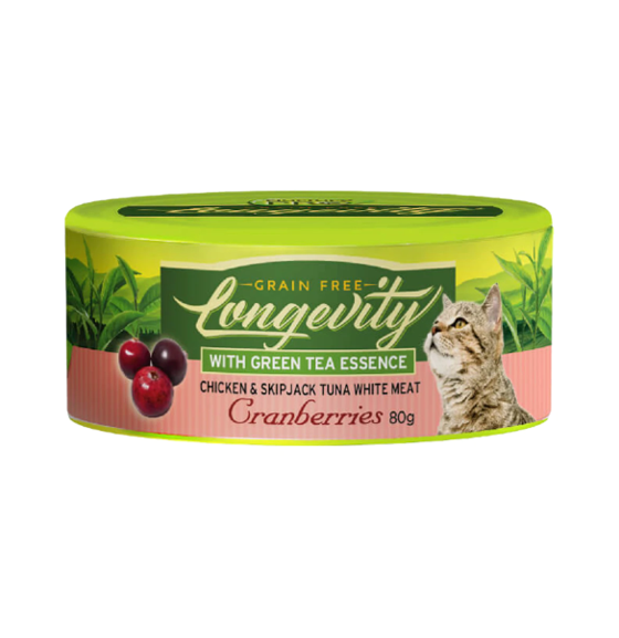 Nurture Pro Longevity Chicken & Skipjack Tuna White Meat with Cranberries Cat Canned Food 80g