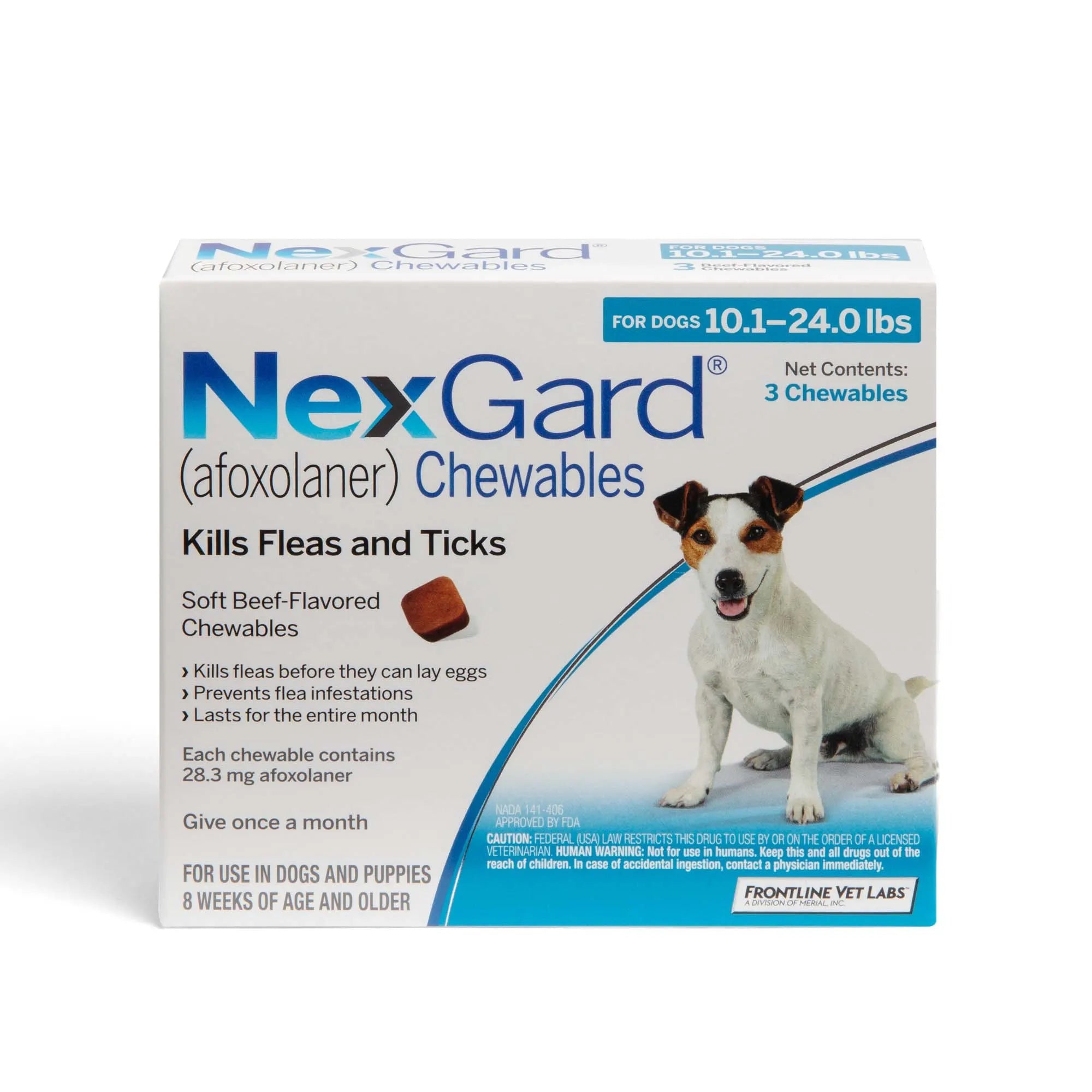 NexGard® Chewies For Medium Dogs 4kg to 10kg (3 tablets)