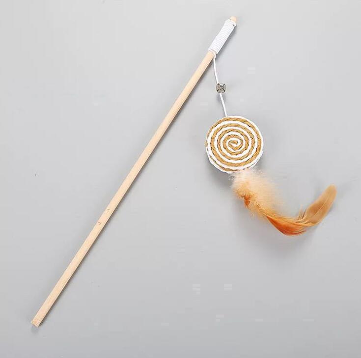Cat Teaser Wooden Stick Toys Cat Mice Interactive Toy