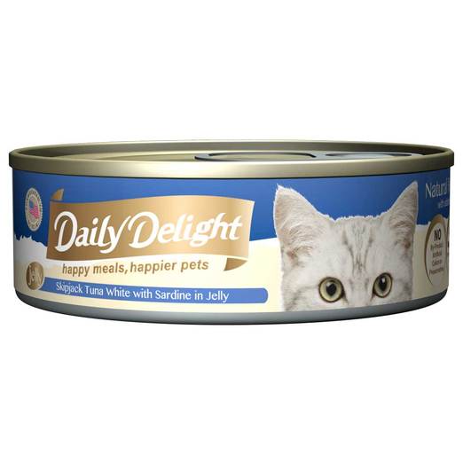 Daily Delight Jelly Skipjack Tuna White with Sardine Canned Cat Food 80g