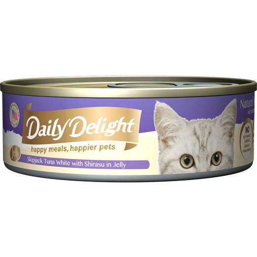 Daily Delight Jelly Skipjack Tuna White with Shirasu Canned Cat Food 80g