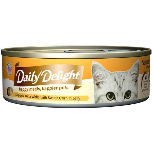 Daily Delight Jelly Skipjack Tuna White with Sweet Corn Canned Cat Food 80g