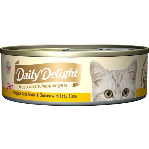Daily delight Pure Skipjack Tuna White & Chicken with Baby Clam 80g