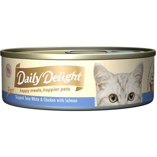 Daily Delight Pure Skipjack Tuna White & Chicken with Salmon Canned Cat Food 80g