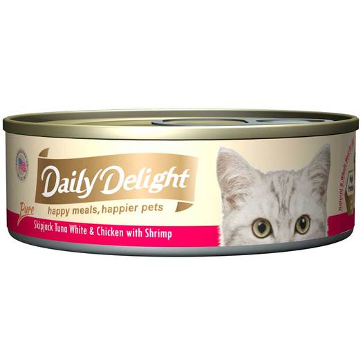 Daily Delight Pure Skipjack Tuna White & Chicken with Shrimp Canned Cat Food 80g