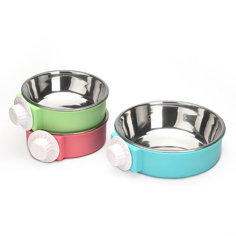 Pet Food & Water Bowl Attachable to Cage Hanging Bowl