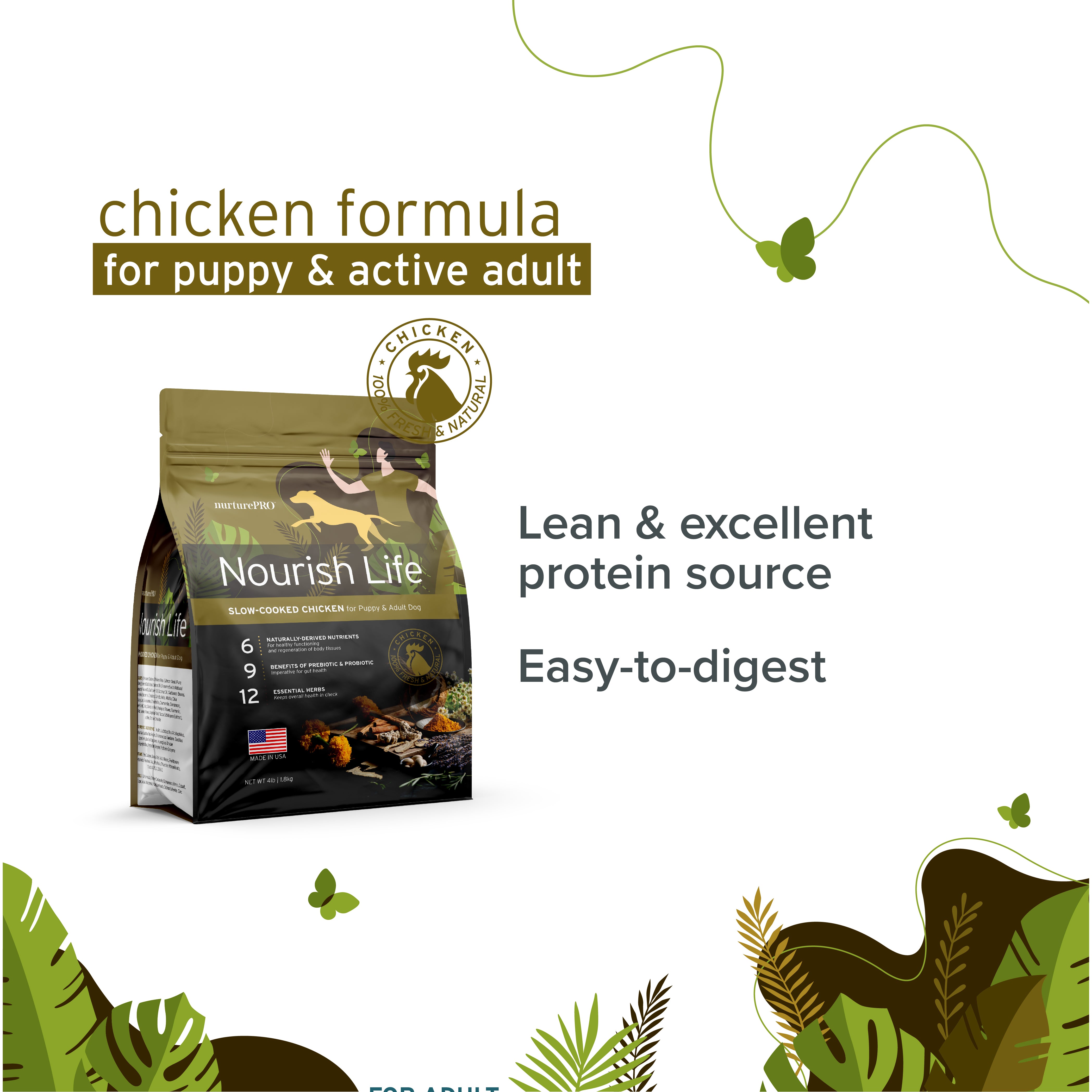 Nurture Pro Nourish Life Chicken Puppy & Adult Dog Dry Food (3 Sizes)