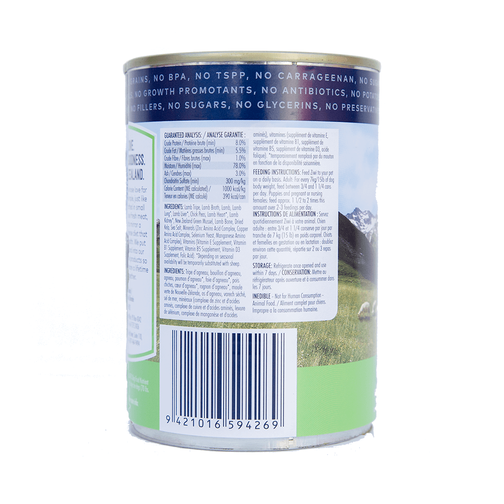 Ziwipeak Tripe and Lamb Canned Dog Food 390g